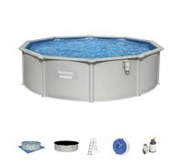 Piscine Hors Sol en Acier Bestway Hydrium 460x120 cm Épurateur à Cartouche de 5.678 l-h Bâche, Échelle, Tapis de Sol