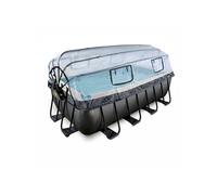 Piscine Black Leather 400x200x122cm avec pompe filtrante à sable et dôme - noir