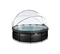 Piscine Black Leather ø427x122cm avec pompe filtrante à sable et dôme - noir