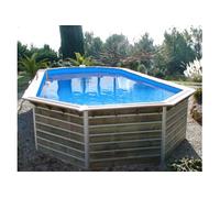 Piscine bois 890x420x129 cm CALAYAN - filtration 11 m³/h + skimmer PVC éclairage inclus - montage facile - structure pin traité classe IV - hors sol