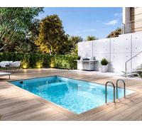 Piscine bois Altanka AQUA rectangulaire 4,65 x 2,85m H 1,24m liner bleu, pose sur dalle