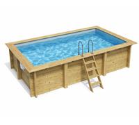 Piscine bois Altanka AQUA rectangulaire 4,65 x 2,85m H 1,24m liner bleu, sans dalle béton