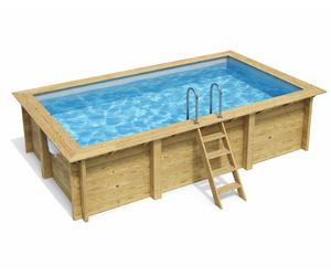 Piscine bois Altanka AQUA rectangulaire 4,65 x 2,85m H 1,24m liner bleu, sans dalle béton