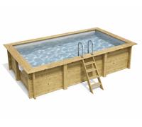 Piscine bois Altanka AQUA rectangulaire 4,65 x 2,85m H 1,24m liner gris, sans dalle béton