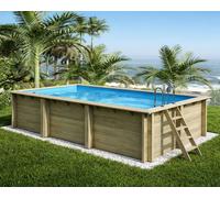 Piscine bois Altanka AQUA rectangulaire 6,1 x 2,85m H 1,31m liner bleu, ancrage béton