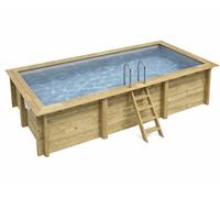 Piscine bois Altanka AQUA rectangulaire 6,1 x 2,85m H 1,31m liner gris, sans dalle béton