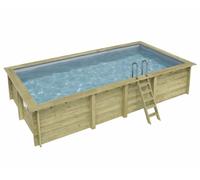Piscine bois Altanka AQUA rectangulaire 7,0 x 3,75m H 1,45m liner gris, sans dalle béton