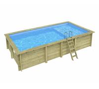 Piscine bois Altanka AQUA rectangulaire avec plage 7,0 x 3,75m H 1,45m liner bleu, sans dalle béton