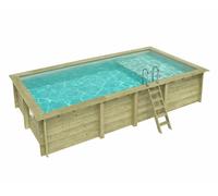 Piscine bois Altanka AQUA rectangulaire avec plage 7,0 x 3,75m H 1,45m liner sable, sans dalle béton