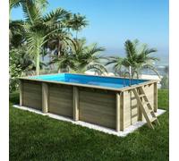 Piscine bois AQUA 6.10 x 2.85 - H.1.31 m - ALTANKA - Bleu clair