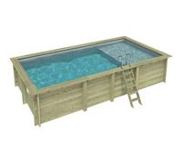 Piscine bois Aqua 7,00 x 3,75 x h1,45m avec plage - Sans dalle