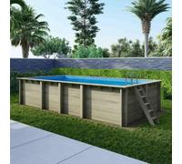 Piscine bois AQUA 7.10 x 3.75 - H.1.45 m - ALTANKA - Bleu clair