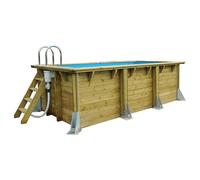 Piscine en bois Azura 250 x 450 x 126 cm H - Liner bleu