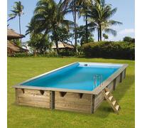 Piscine Ubbink bois Azura - 505 x 350 x H 126 cm (Filtre à sable) - Liner beige 75/100 ème