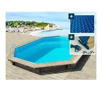 Piscine Bois Brazilia 145" 5.86 x 3.86 x 1.44 m - Bâche à Bulles 180 µ - Bâche Hiver 280 g/m²