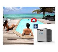 Piscine bois " Cordoue " - 3.48 x 2.15 x 1.18 m + Mini pompe à chaleur 3.5kW - Métal - Gris