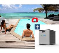 Piscine bois " Cordoue " - 3.48 x 2.15 x 1.18 m + Mini pompe à chaleur 3.5kW - Métal - Gris