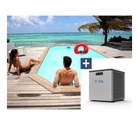 Piscine bois " Cordoue " - 3.48 x 2.15 x 1.18 m + Mini pompe à chaleur 3.5kW - Métal - Gris