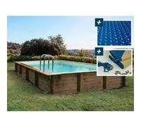 Piscine bois en kit rectangle " Tampa " - 7.20 x 4.20 x 1.44 m - Bâche à bulles 400 µ - Bâche hiver 280 g/m²