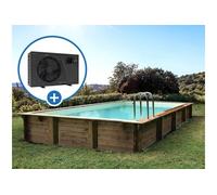 Piscine bois en kit rectangle " Tampa " - 7.20 x 4.20 x 1.44 + Pompe à chaleur - Puissance 6.1 kW