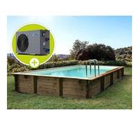 Piscine bois en kit rectangle " Tampa 145 " - 7.20 x 4.20 x 1.44 + Pompe à chaleur - Puissance 6.1 kW G