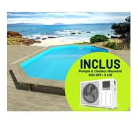 Habitat Et Jardin - Piscine bois ' Florida ' - 6.57 x 4.57 x 1.31 m + Pompe Ã chaleur rÃ©versible 'Simplicity by Hayward' ON/OFF - 5 kW - Blanc