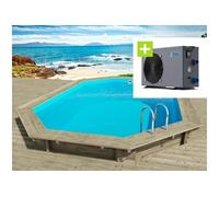 Habitat Et Jardin - Piscine bois ' Florida ' - 6.57 x 4.57 x 1.31 m + Pompe Ã chaleur rÃ©versible 'Simplicity by Hayward' ON/OFF - 5 kW - Blanc