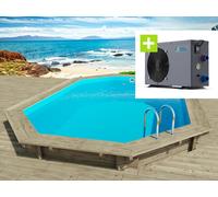 Piscine bois "Florida 145 " - 6.57 x 4.57 x 1.44 m + Pompe à chaleur - Puissance 6.1 kW