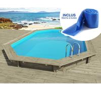 Piscine bois "Florida 145 " - 6.57 x 4.57 x 1.45 m + Bâche à bulles 180 µ + Bâche hiver 280 gr/m²