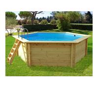 Habitat et Jardin - Piscine Bois Scandinave Ronde Hexagonale Hawai Ø 4,10 x H 1,18 m - Filtration à Cartouche 4 m3/h - Piscine de Jardin Octogonale Hors Sol, Semi-enterrée ou Enterrée