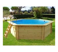 Habitat et Jardin - Piscine Bois Scandinave Ronde Hexagonale Hawai Ø 4,10 x H 1,18 m - Filtration à Cartouche 4 m3/h - Piscine de Jardin Octogonale Hors Sol, Semi-enterrée ou Enterrée