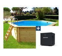Piscine bois "" Hawai "" - 4.10 x 1.18 m + Pompe à chaleur 3.5 kw/h - Hayward - ""Micro"" - Noir