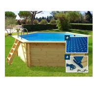 Piscine bois ""Hawai"" - 4.10 x 1.20 m + Bâche à bulles 180 + Bâche hiver 280 gr/m²