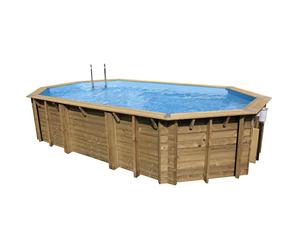 Piscine bois Lagon 6,40 x 4,00 x h1,30m - Bleu