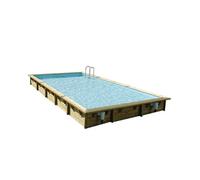 Piscine bois Linéa 8,00 x 5,00 x 1,40 m - Liner bleu -
