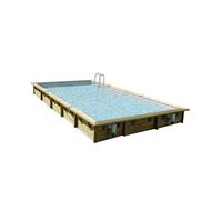 Piscine bois Linéa 8,00 x 5,00 x 1,40 m - Liner gris -