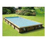 Piscine bois Linea 8,00 x 5,00 x h1,40m - Beige