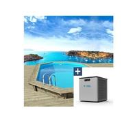 Piscine bois " Miami " - 4.86 x 3.36 x 1.20 m + Mini pompe à chaleur 3.4kW - Métal - Gris foncé
