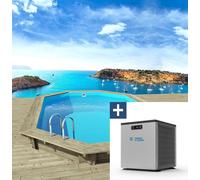 Piscine bois " Miami 120 " - 4.86 x 3.36 x 1.20 m + Mini pompe à chaleur 3.5kW - Métal - Gris