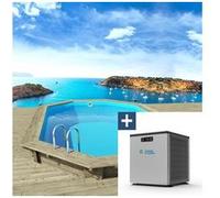 Piscine bois " Miami " - 4.86 x 3.36 x 1.20 m + Mini pompe à chaleur 3.4kW - Métal - Gris foncé