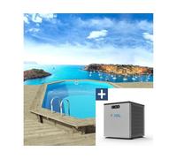 Piscine bois " Miami " - 4.86 x 3.36 x 1.20 m + Mini pompe à chaleur 3.5kW - Métal - Gris