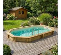 Piscine bois NEMO 5.79 x 3.49- H.1.45 m - Altanka - Bleu clair