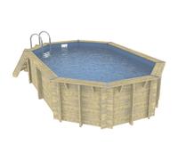 Piscine en bois octogonale Ubbink Océa 400 x 610-Gris