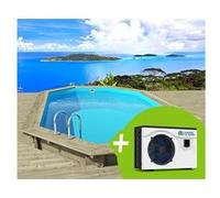 Piscine bois " Palma 145 " 7.57 x 4.07 x 1.44 m + Pompe à chaleur pour piscine 6 kw/h inverter "PowerLine by Hayward" - Noir G