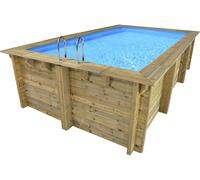 Piscine bois rectangle " Aruba 120 "- 5.00 x 3.00 x 1.24 m + Pompe à chaleur 3.5 kw/h - Hayward - "Micro" - Noir