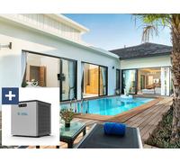 Piscine bois rectangle " Aruba 140 "- 5.00 x 3.00 x 1.38 m + Mini pompe à chaleur 3.5kW - Métal - Gris