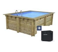 Piscine bois rectangle " Maldives " - 3.20 x 3.20 x 1.24 m + Pompe à chaleur 3.5 kw/h