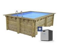 Piscine bois rectangle " Maldives " - 3.20 x 3.20 x 1.24 m + Pompe à chaleur 3.5 kw/h - Hayward - "Micro" - Noir