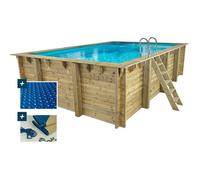 Piscine bois rectangle "" Panama 130 ""- 6.20 x 4.10 x 1.30 m + Bâche à bulles 180 µ - Bâche hiver 280 g/m² +