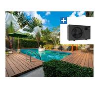 Habitat & Jardin Piscine bois rectangle Panama 130 6,20×4,10×1,31m + Pompe à chaleur 6 kW Noir